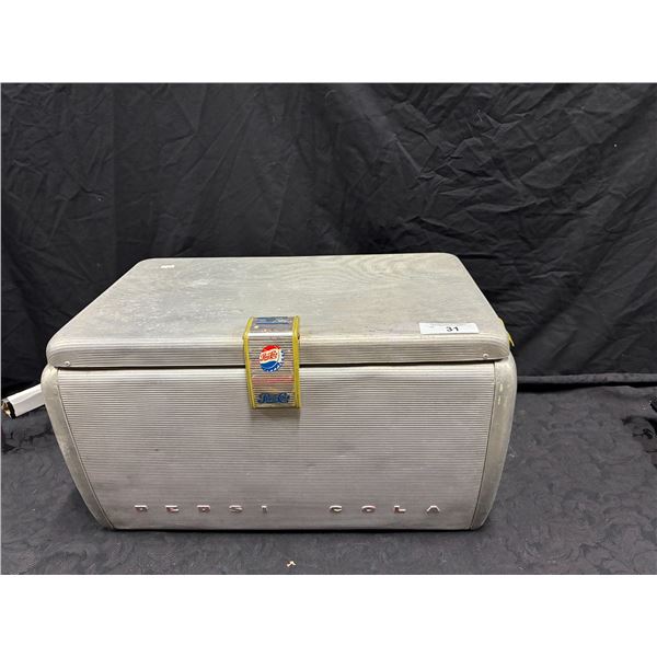 Rare ribbed aluminum Pepsi cooler 23"x13"x13"
