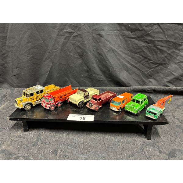 7 vintage die cast vehicles, Dinky, Lesney, etc