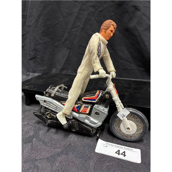 Vintage 1970s Evel Knievel stunt cycle with action figure hard to find