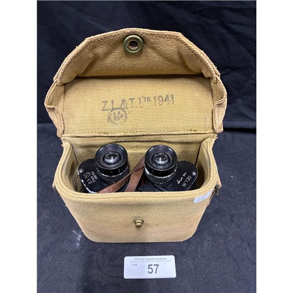 Pair of vintage binoculars in case