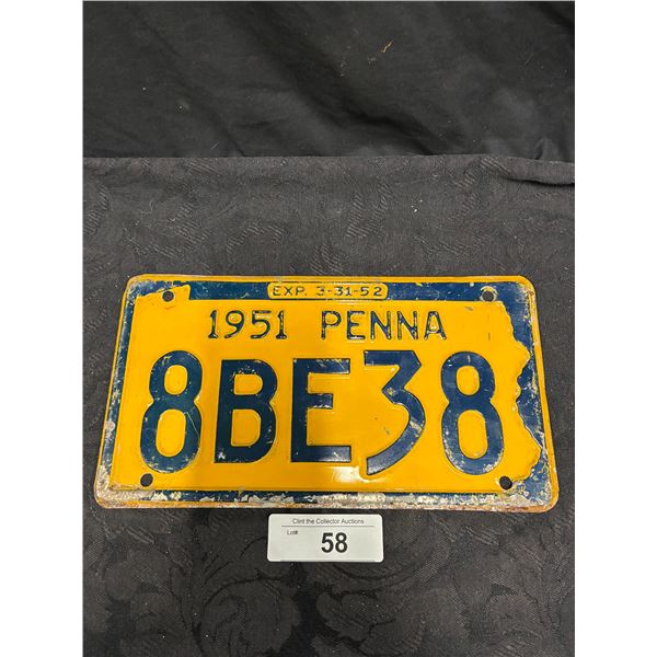 Vintage 1951 Penn plate