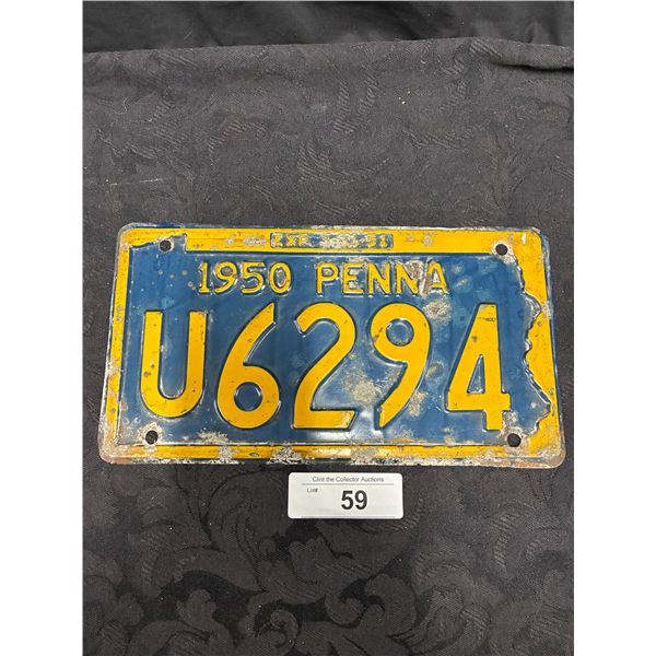 Vintage 1950 Penn license plate