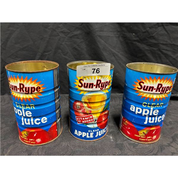 3 vintage Sunrype apple juice tins