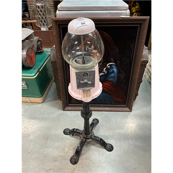 Continental gumball machine with stand, in rare pink, 38"
