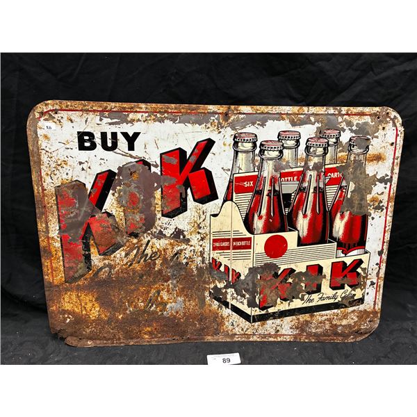 Vintage "Buy Kik Cola" metal sign, 26"x20"
