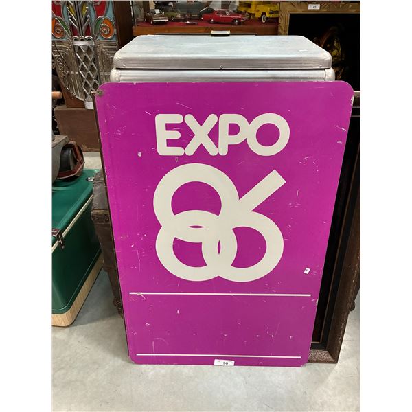 Large metal Expo 86 road sign 36"x24"