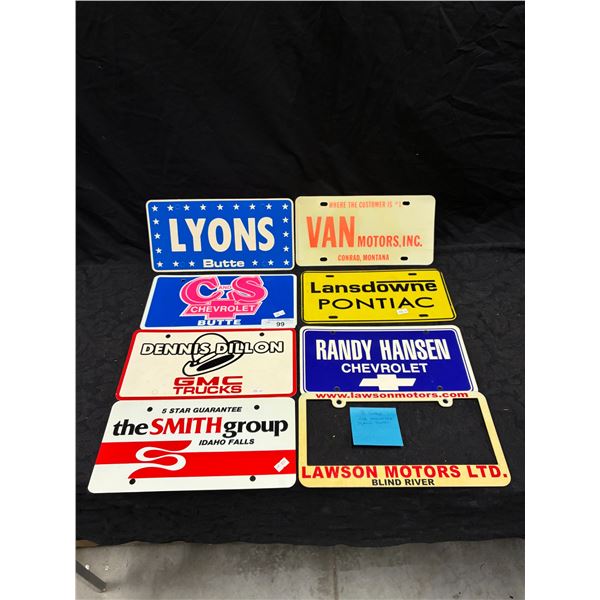 8 vintage car dealership plastic plates