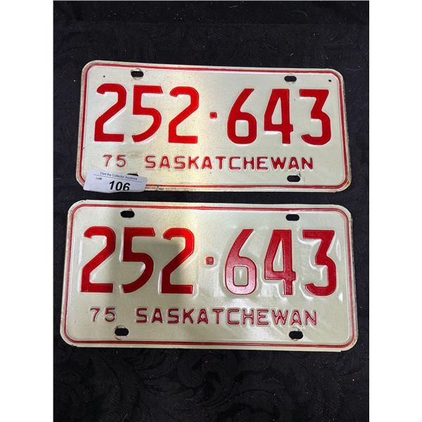 Pair of 1975 Sask license plates