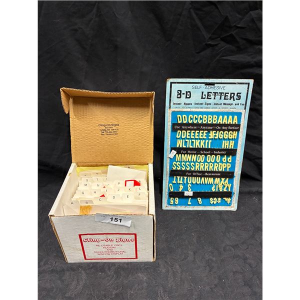 Vintage sign letters and window cling on signs