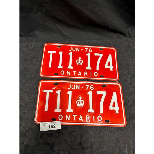 Pair of 1976 Ontario license plates