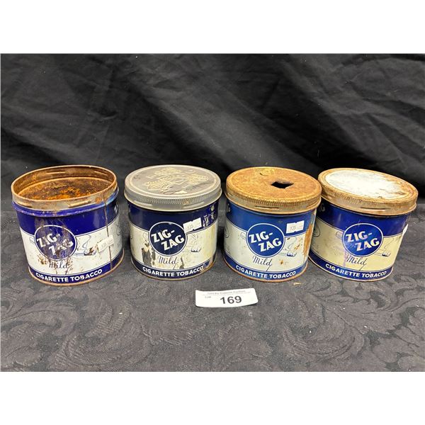 4 vintage Zig Zag tobacco tins