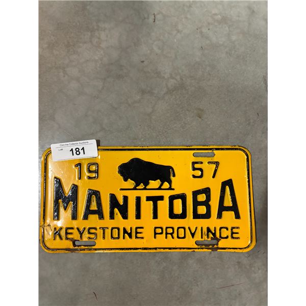Vintage 1957 Manitoba license plate