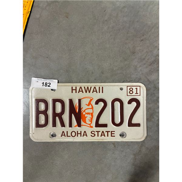 Vintage 1981 Hawaii license plate