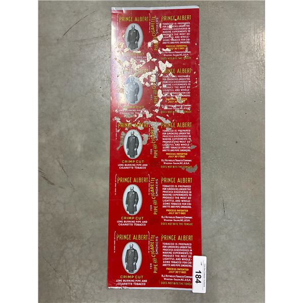 Vintage uncut panel of Prince Albert tobacco tins 23"x8"