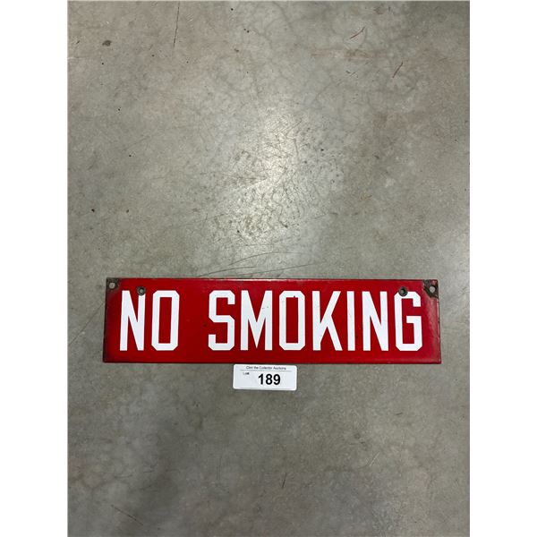 Vintage porcelain No Smoking sign 14"x3.5"