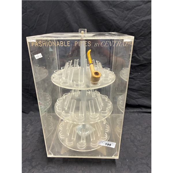Vintage Fashionable Pipes display case with one pipe 18"x11.5"x11.5"