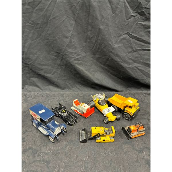 6 assorted Tonka vehicles, largest is 6"