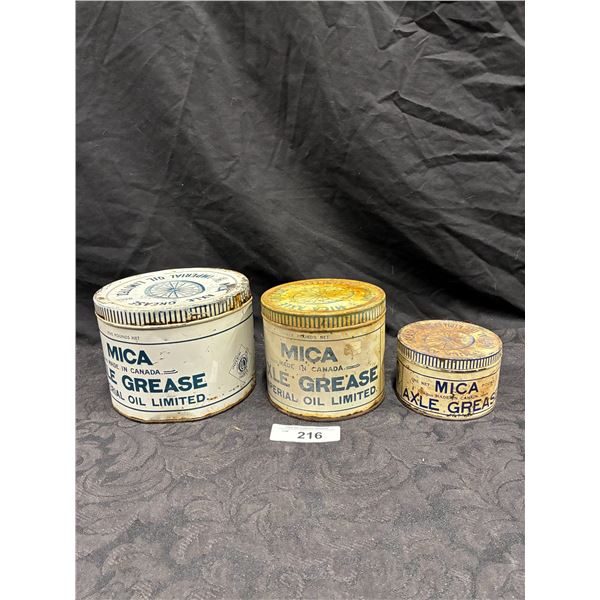 3 Mica Axle Grease tins5 lb, 3 lb, 1 lb