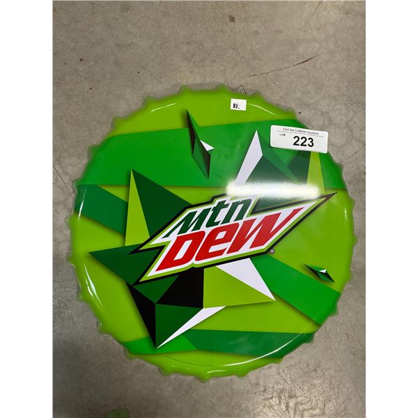 Metal bottle cap sign Mountain Dew 12"