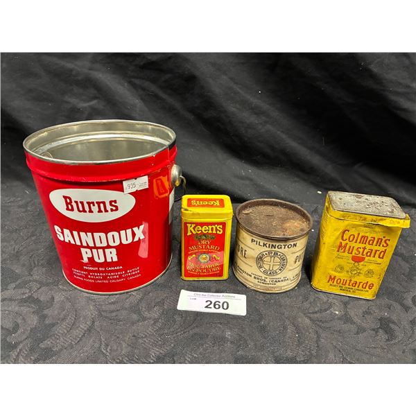4 misc vintage tins