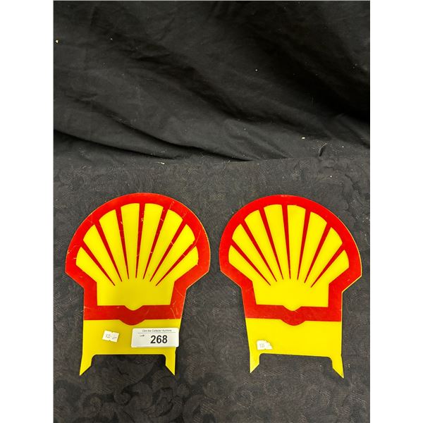 2 double sided Shell Oil rack signs, plexi glass