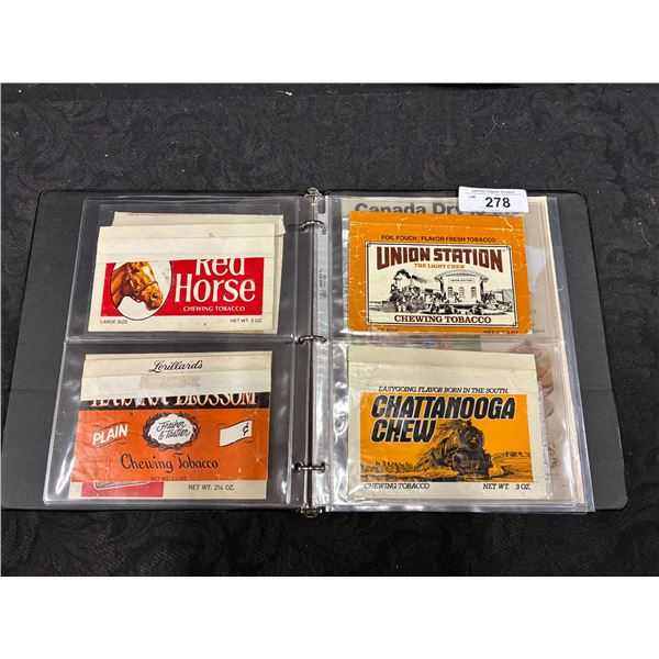 Collection of 1950s tobacco pouches in binder