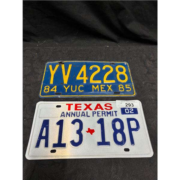 1984/85 Mexican license plate & Texas license plate