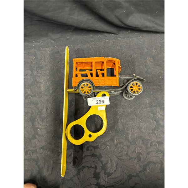 Vintage cast iron car on wall bracket 16"x10"