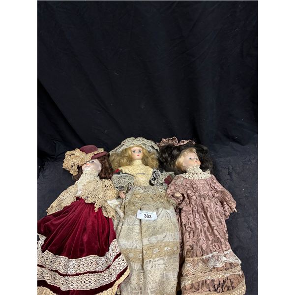 3 antique dolls 22" tall
