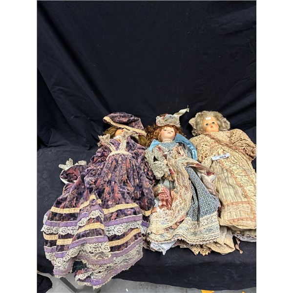 3 antique dolls 22" tall