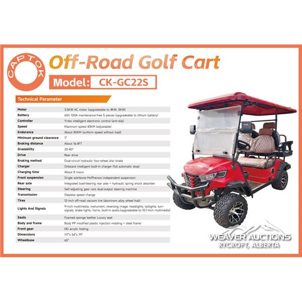 2026 CAPTOK CK-GC22S 4 SEAT OFF-ROAD GOLF CART
