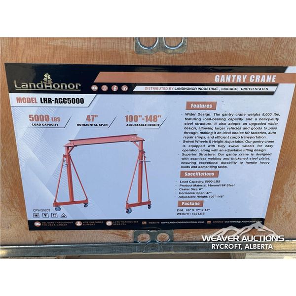 LANDHONOR 5000 LB. GANTRY CRANE