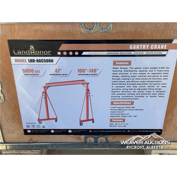 LANDHONOR 5000 LB. GANTRY CRANE