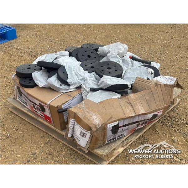 ASSORTED LIFTING WEIGHTS & GYM ACCESSORIES