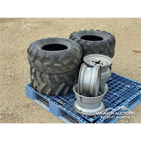 (4) MAXXIS MUD BUG ATV TIRES W/RIMS