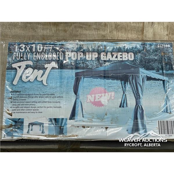 13 X 10 FT. FULLY ENCLOSED POP UP GAZEBO