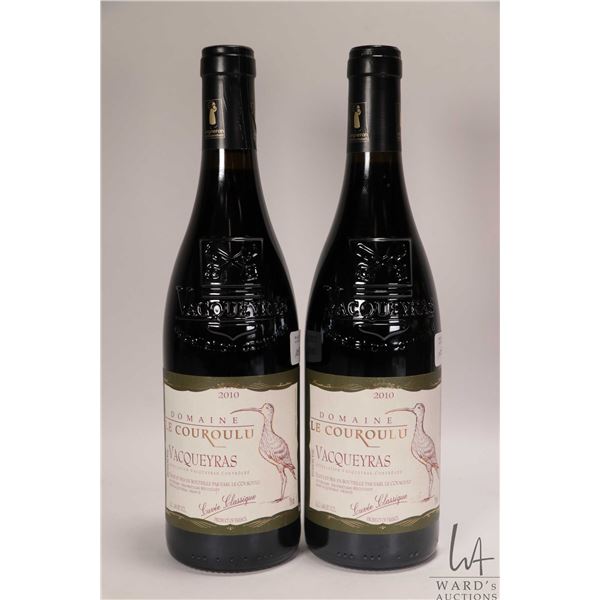 Vacqueyras/ 2010/ Domaine Le Couroulu/ Blended French Red Wine/ 750ml/ 14% ABV X 2 bottles Note: Alc