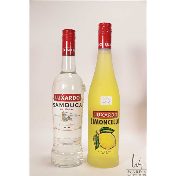 Luxardo/ Sambuca/ 750ml/ 38% ABV and Luxardo/ Limoncello/ Liqueur/ 750ml/ 27% ABV Note: Alcohol cann