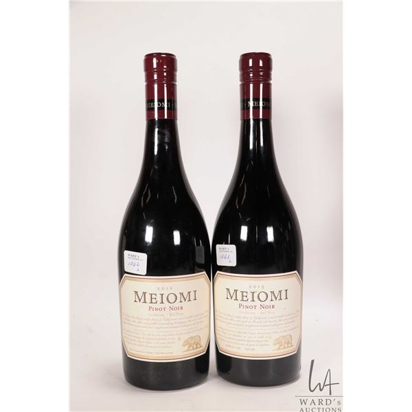 Meiomi/ 2013/ Pinot Noir/ 750ml/ 13.8% ABV and Meiomi/ 2016/ Pinot Noir/ 750ml/ 13.7% ABV Note: Alco