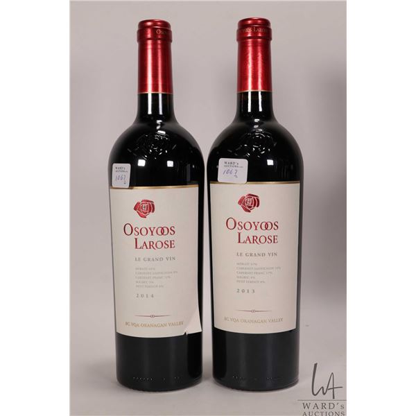 Osoyooose Larose/ 2013/ Le Grand Vin/ Blended Red Wine/ 750ml/ 14% ABV and Osoyoose Larose/ 2014/ Le