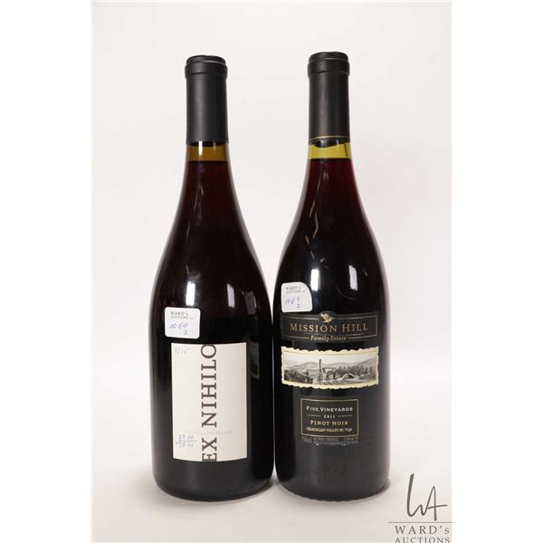 Mission Hill/ 2011/ Pinot Noir/ 750ml/ 13% ABV and Ex Nihilo/ 2013/ Pinot Noir/ 750ml/ 13% ABV Note: