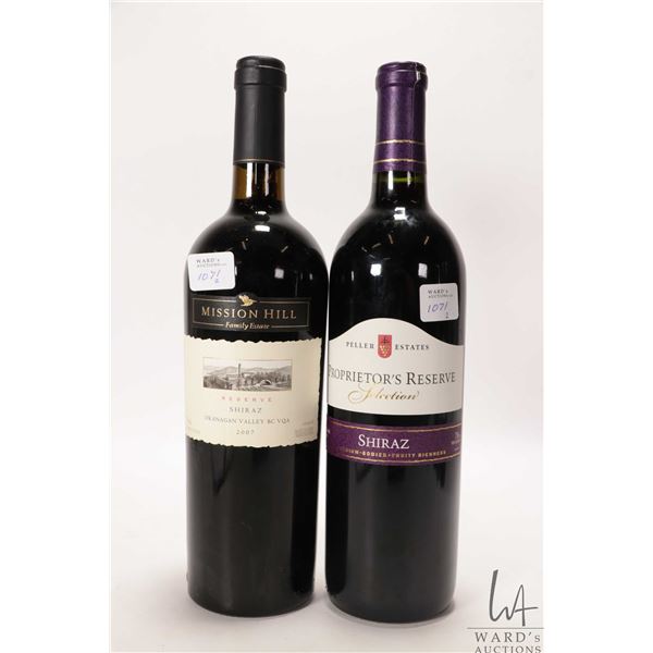 Pellier Estates/ Proprietor's Reserve/ Shiraz/ 750ml/ 13% ABV and Mission Hill/ 2007/ Shiraz/ 750ml/