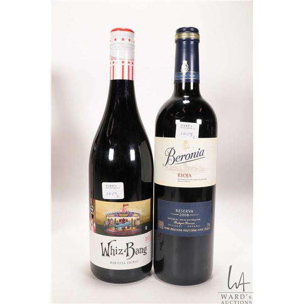Beronia/ Rioja/ 2008/ Red Wine/ 750ml/ 14% ABV and Whiz Bang/ Barossa Shiraz/ 750ml/ 14.5% ABV Note: