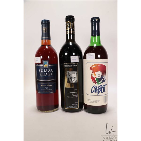Sumac Ridge/ 2007/ Private Reserve/ 750ml/13% ABV, Rodrigues/ Blueberry Wine/ 750ml/ 8% ABV and Pele