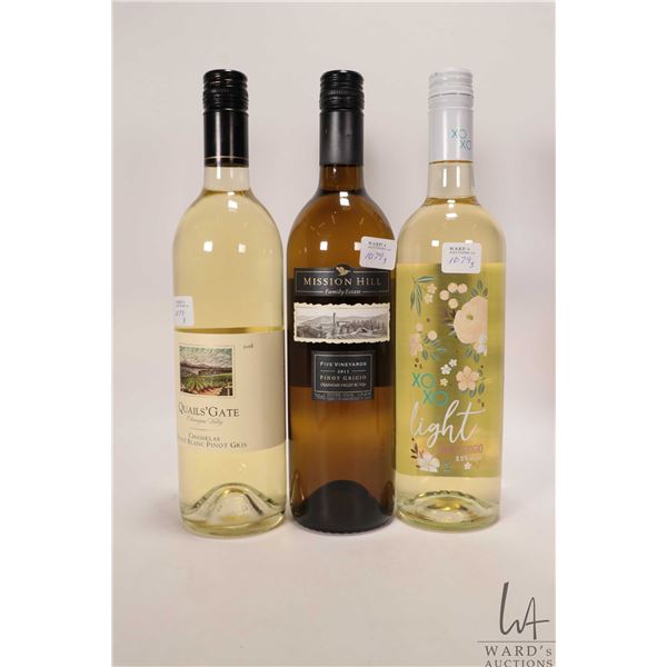Quails' Gate/ 2018/ Pinot Gris/ 750ml/ 12% ABV, Mission Hill/ 2011/ Pinot Grigio/ 750ml/ 12% ABV and