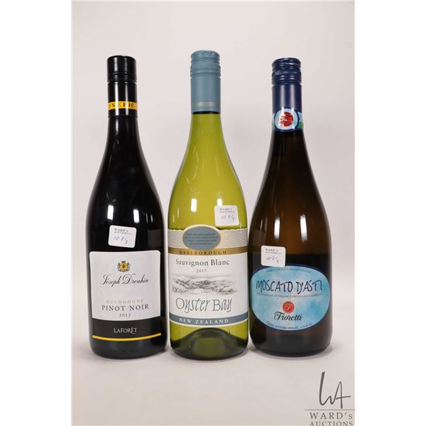 Oyster Bay/ 2017/ Sauvignon Blanc/ 750ml/ 12.5% ABV, Fioretti/ Moscato D'Asti/ 750ml/ 5.5% ABV and L