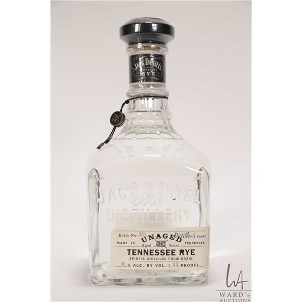 Jack Daniels/ Unaged Tennessee Rye Whiskey/ Batch 001/ Unique Bottle No. 03264 L/ 750ml/ 40% ABV Not
