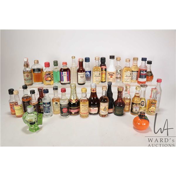 Selection of liquor miniatures including brandy/ Whisky/ Bourbon/ vodka etc. 37 count/ various ABV. 
