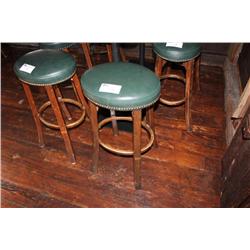 Green Leather Top Bar Stool