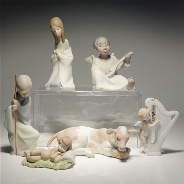 Set of Six Lladro Children's Nativity Porcelain Figurines